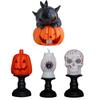 Halloween Lamp Decoration Light-up Black Cat on Pumpkin Statue Spooky Eyeball/Skull/Pumpkin Candle Holder with LED Light for Halloween Tabletop Decor