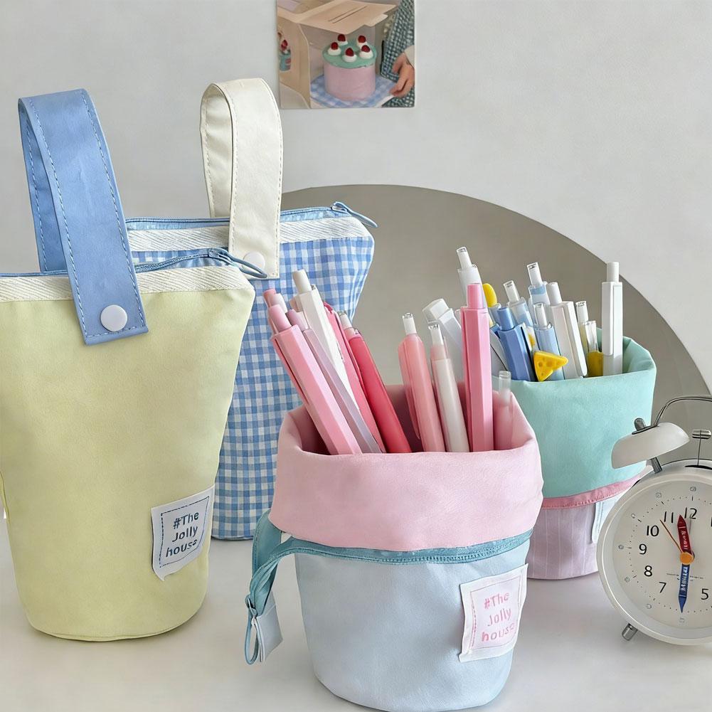 Large Capacity Pencil Case, Zipper Fabric  Desk Organizer Stationery Storage Bag Pen Holder Office School Supplies Students Gift