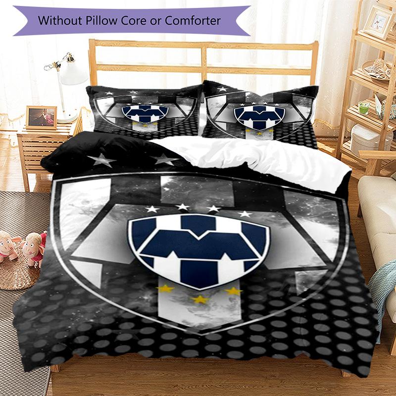 C.F.Monterrey Football Crest Art Printed Pattern Duvet Cover Set – includes 1 duvet cover and 2 matching pillowcases Bedroom decor Christmas gifts