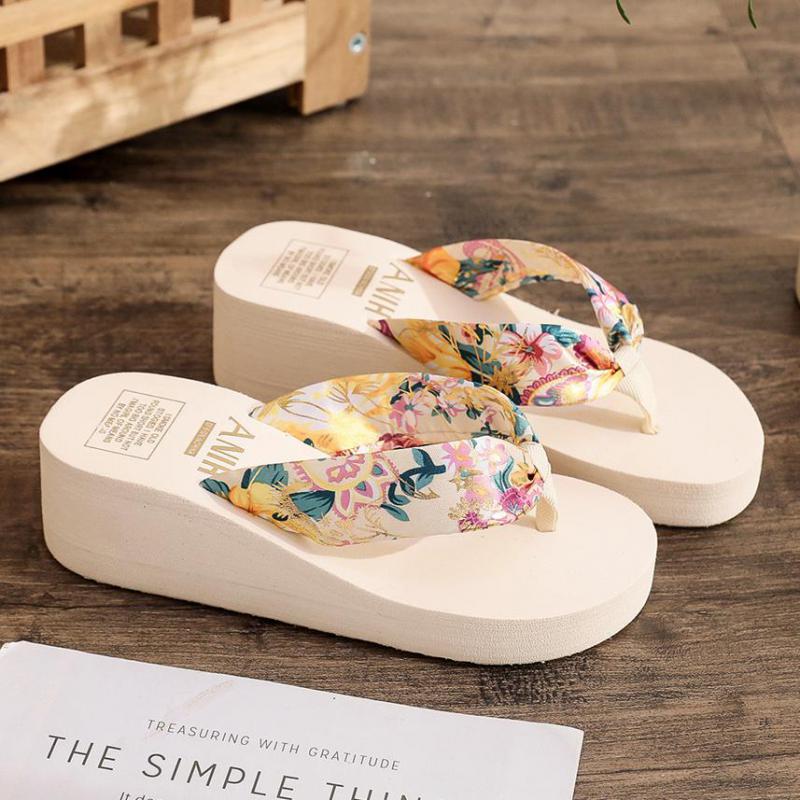 Fashion Summer Eva Black Platform Slippers Chunky Thick Soft High Heels Wedges Sandals Slippers Indoor Home Outdoor Women's Flip Flops