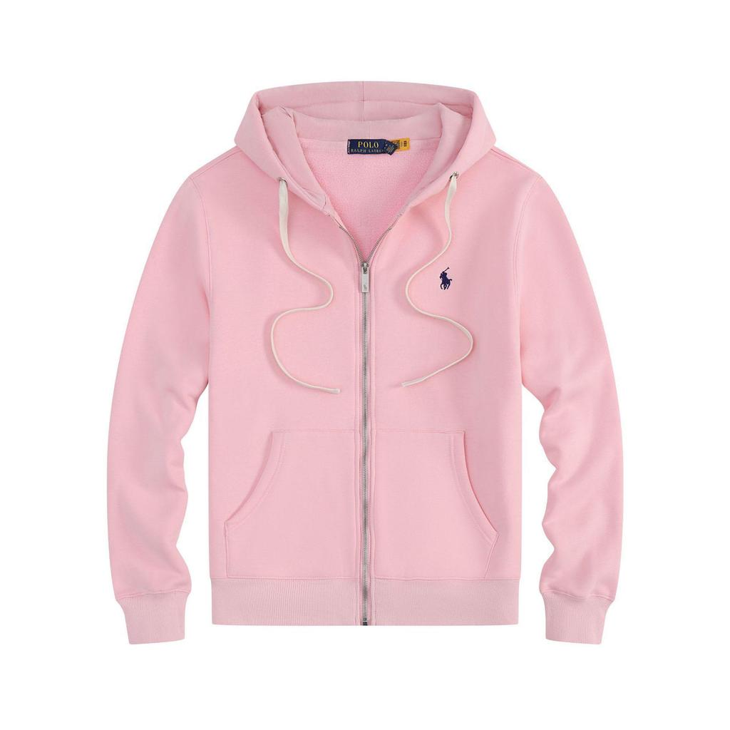Men's Embroidered Polo Horse Zipper Hoodie - Spring/Autumn Solid Color Plus Size Cardigan