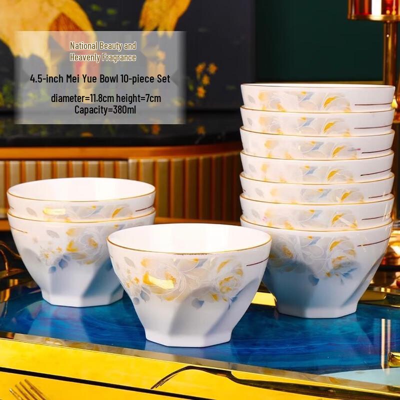 Jingdezhen Guose Tianxiang Ceramic High-Footed Anti-Scald Bowl Set