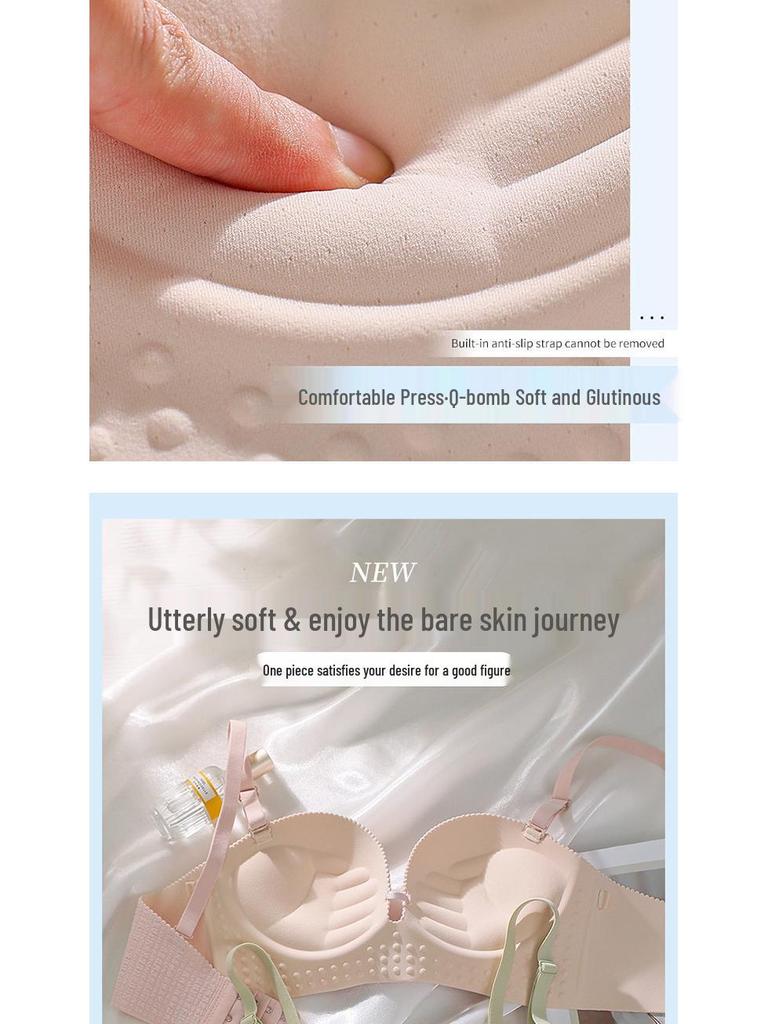 Nahtloser Push-Up-BH für Damen: Verbesserter Halt, Ohne Bügel, Auslaufschutz, Feste Schale, Seitenhalt, Einteiler-Design.
