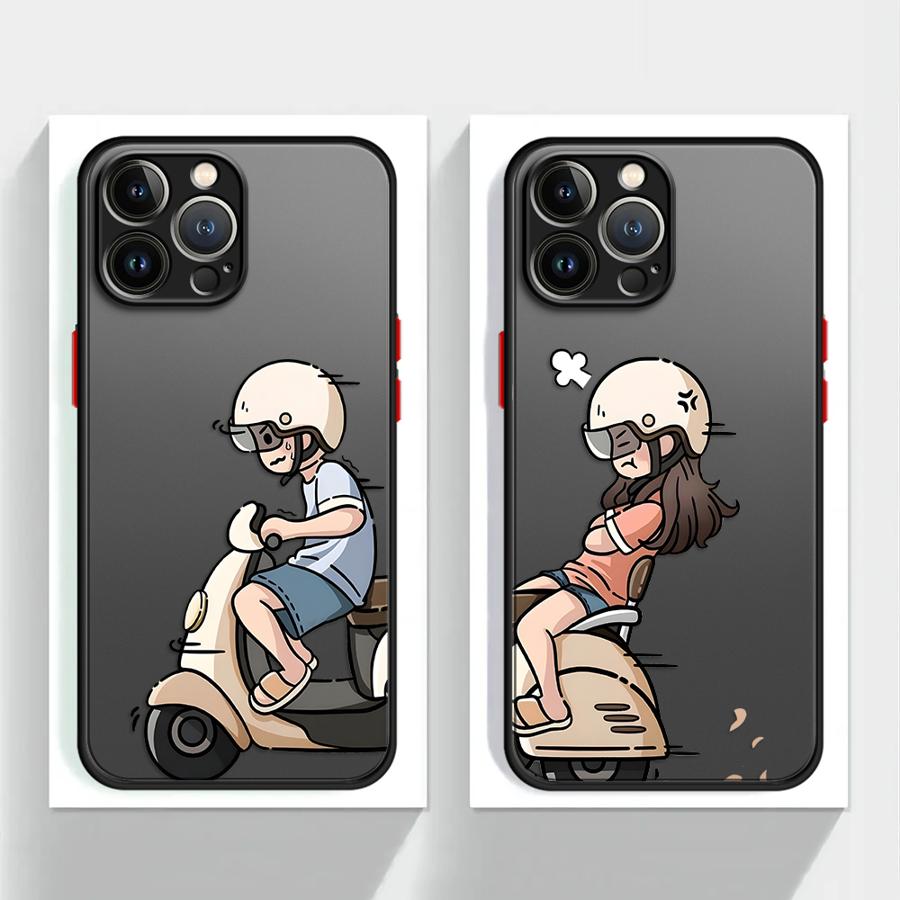 Cartoon Cute Couple Case for iPhone 17 Pro Max Air 16 Plus 7 8 SE 14 15 13 Mini 11 12 XS XR Funda Back Phone Cover