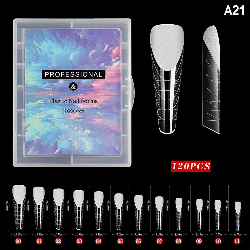 120 Pcs/Set Clear Dual Forms False Nails Full Cover Quick Building Gel Mold Tips Nail Extension Molds Upper Forms For Nails Tips