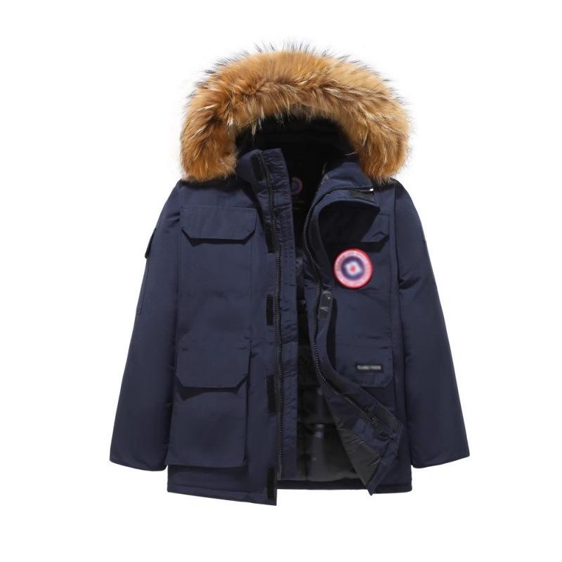 Men's Expedition Goose Down Long Jacket - Model 08, Over-The-Knee, Thickened for Cold Weather