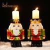 14cm Nutcracker Candle Holder Resin Miniature Figurines for Fireplace Christmas Home Interior Living Room Decor Dolls