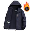 Plus Size Winter Waterproof Windproof Coats Fleece Thickened Jacket Men's Outdoor Removable Hood Loose Casual Outerwear