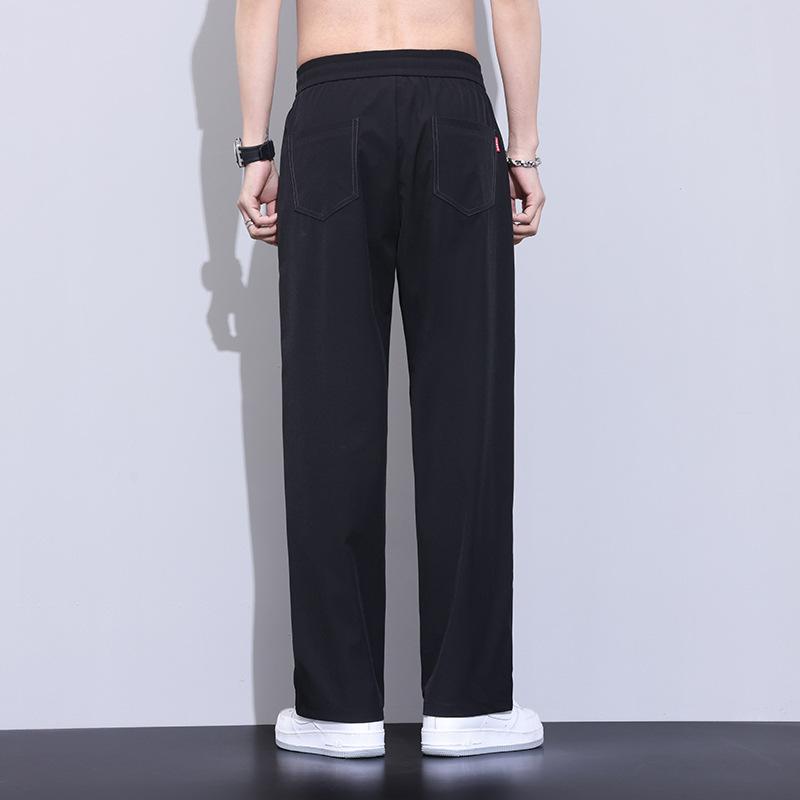 New men's ice silk nylon casual pants loose straight new long pants versatile trend spring and summer