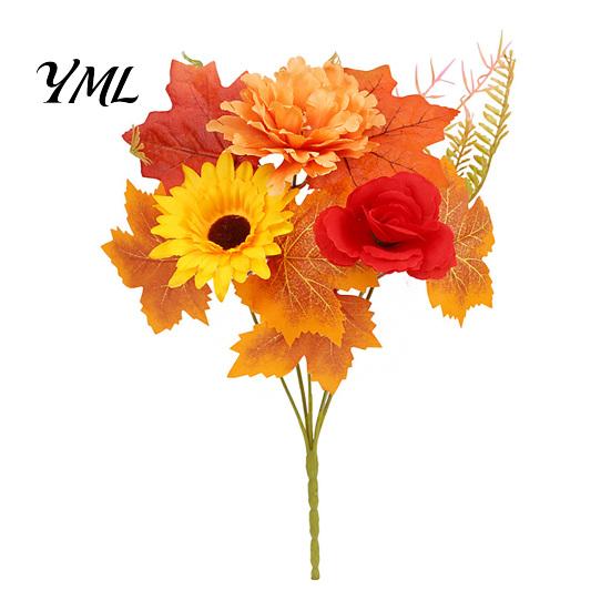 Realistic Faux Flowers for Modern Home Artificial Fall Flowers, Silk Flower Arrangement, Bouquet Decorative Greenery Living Room Decor Wedding