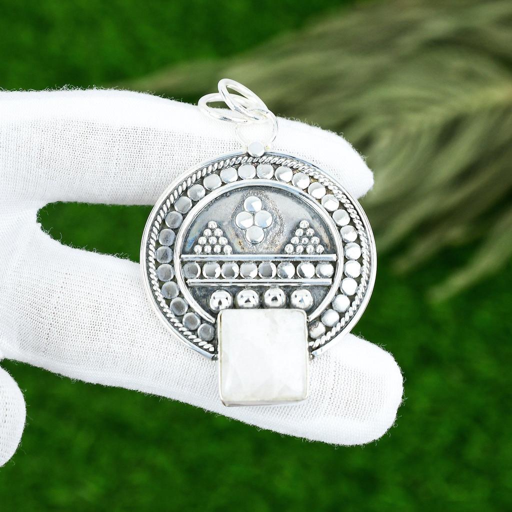 Memorial Day Sale Rainbow Moonstone Gemstone Elegant New Pendant Sterling Silver