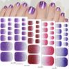 Gradient Glitter Waterproof Toenail Art Stickers - Full Coverage Crystal Flash Design