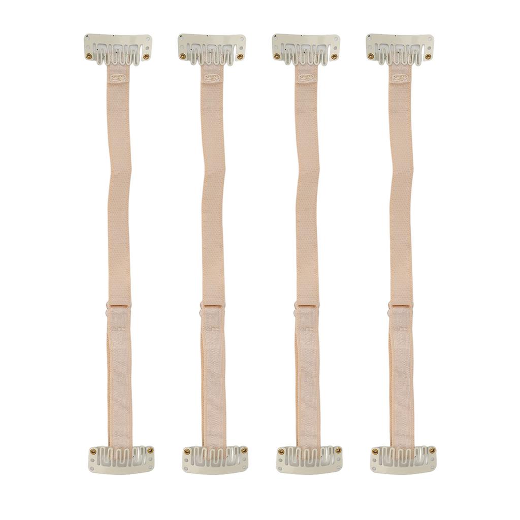 4pcs Face Lift Bands with Clip Women Adjustable Elastic Face Lifting Strap Patch for Hair White