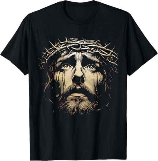 NEW LIMITED Jesus Christ Face With Crown Of Thorns God Bible Tee T-Shirt