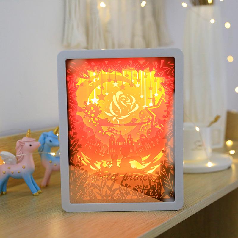 3D Paper Carving Night Light - Creative Shadow Lantern