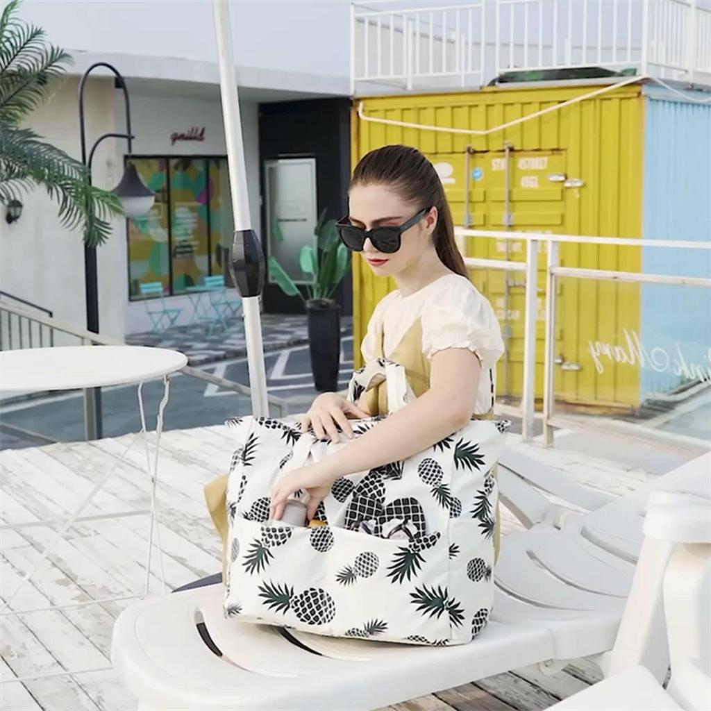 Beach Tote Bag Waterproof Foldable Large Capacity Lightweight Portable Travel Storage Bag for Outdoor Swimming Vacation
