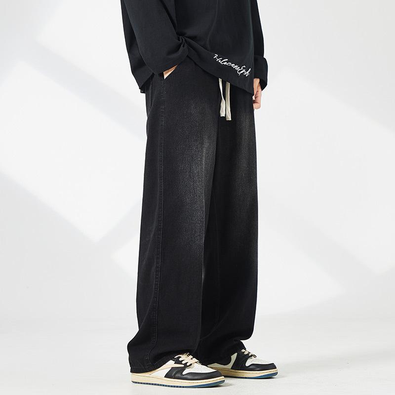 Мужские джинсы из флиса и утеплителя – новый тренд осени и зимы: свободные прямые брюки повседневного стиля с широкими штанинами. S