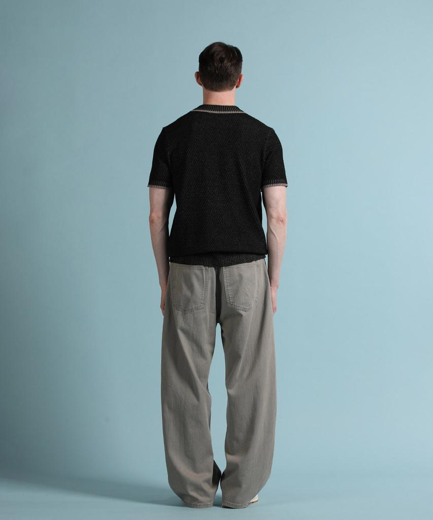 PANICALE Black Melange Johnny Collar Polo Knit