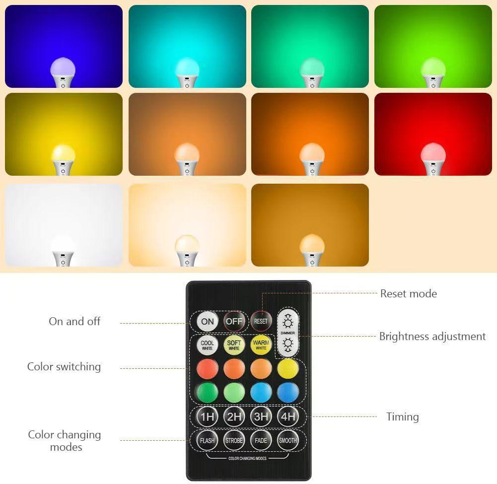 Rechargeable E27 RGB Touch Wall & Table Lamp with Remote Control