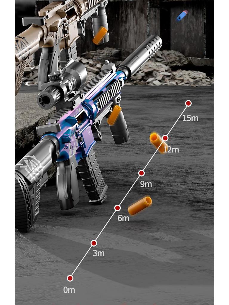 M416 Soft Bullet Manual Bolt Action Toy Gun for Kids - Shell Ejecting Simulation Assault Rifle for Boys