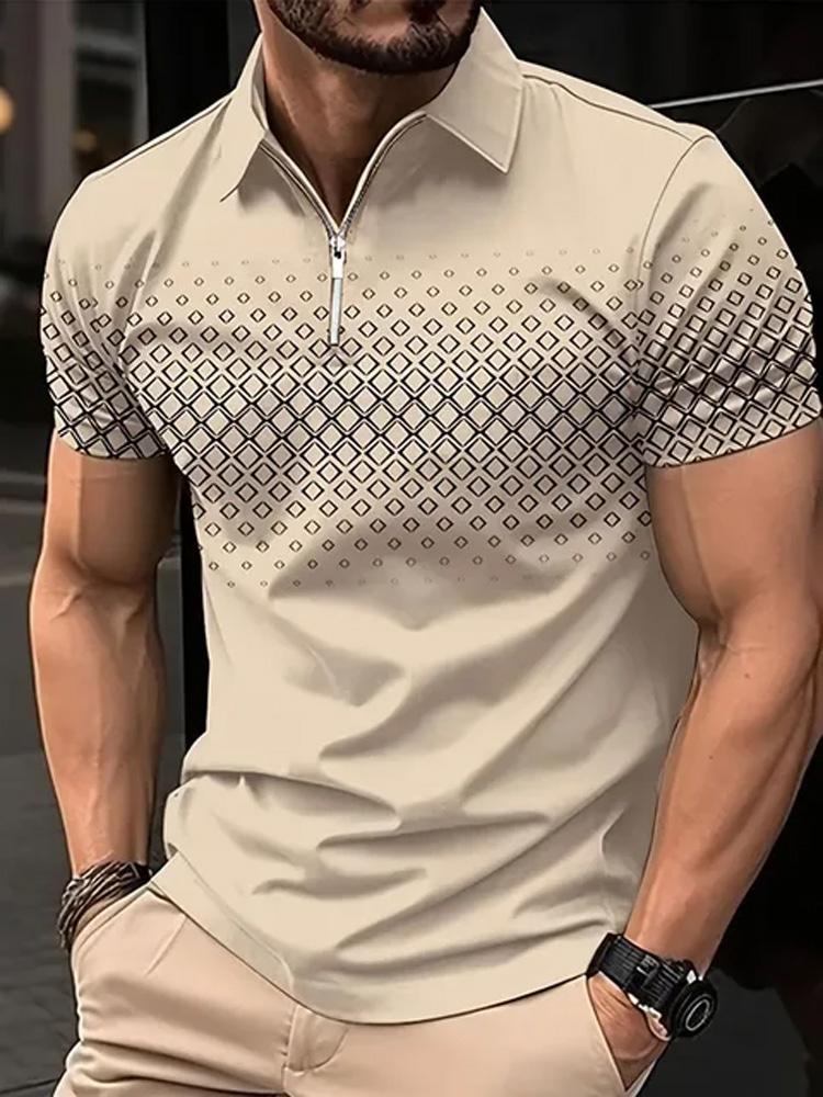Letné pánske POLO tričko s krátkym rukávom módne 3D tričko so zipsom golfové tričko ležérne Street pánske oblečenie Európske meranie