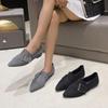 Fabric Pointed Pointed Women's Shoes  Spring New Low Top Low Heel Flat Shoes V Mouth Mid Mouth Lazy Women's Casual Shoes