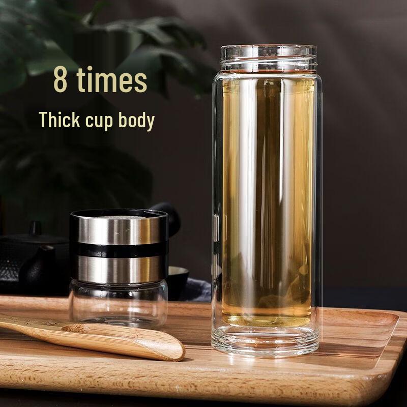 OLOEY Double-Layer Tea Infuser Glass Bottle