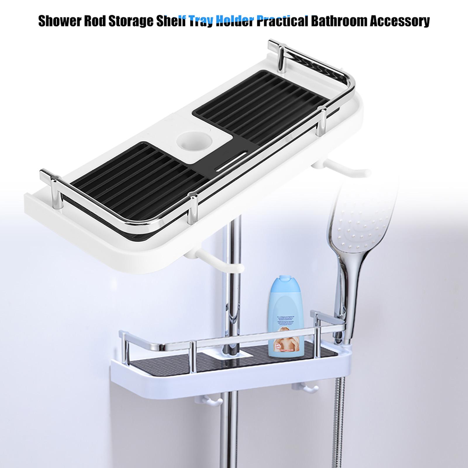 

ABS Shower Rod Storage Shelf Organizer Tray Holder Practical Bathroom Accessory белый