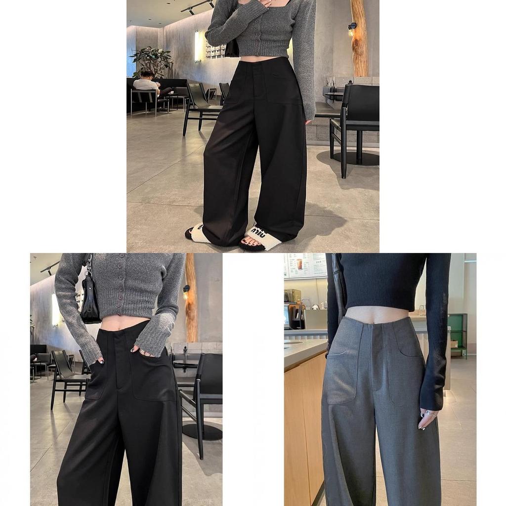 Casual Womens Loose Fit Wool Blend Wide Leg Pants For Spring 2025
