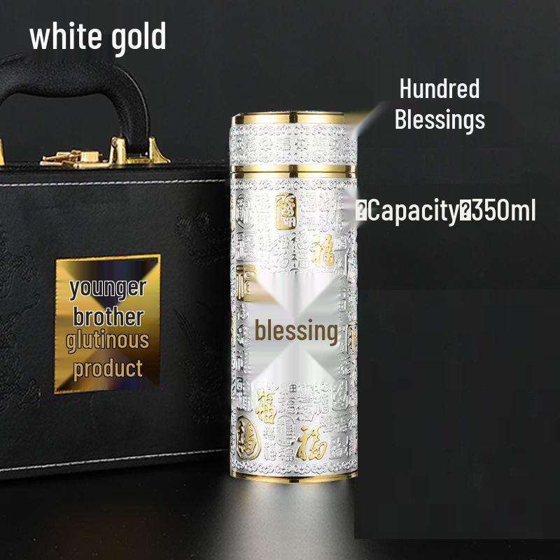 Reinsilber 9999 Thermalwasserbecher - Neun Drachen, Hundert Segnungen, Drachen & Phönix Design