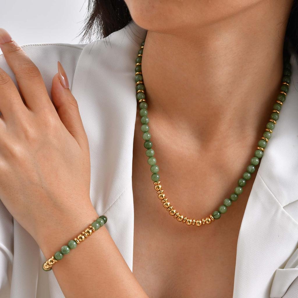 Stainless Steel Pink/Green Crystal Bracelet for Women Girls,Gold Plated Bead Chain Bracelets,Bohemia Jewelry Gift