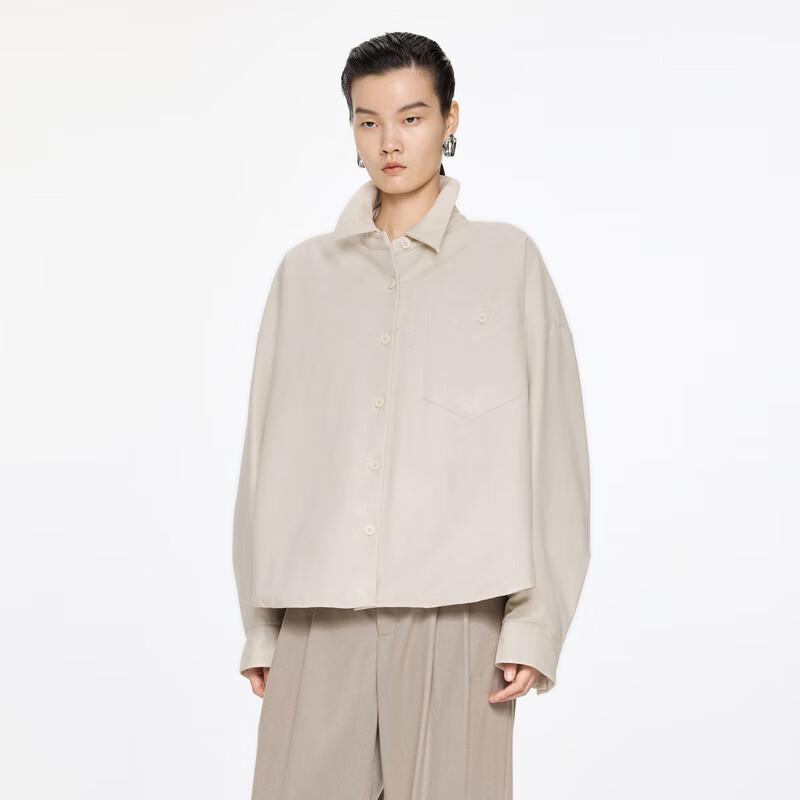 JNBY Women's 2024 Winter PU Shirt Collar Down Jacket