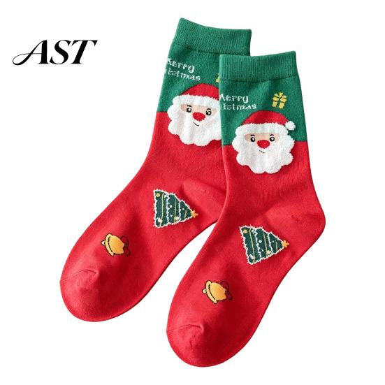 Festive Santa Claus Footwear Christmas Socks for Men And Women, Soft Combed Cotton Holiday Gift Women Winter Crew Socks, Novelty Colorful Wear