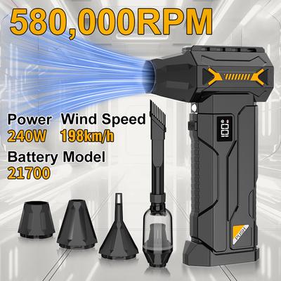 2026 New 580000RPM Powerful Turbo Blower Usb Rechargeable Cordless Vacuum Cleaner  Strong Wind Pressure Led Lighting Car/ComputerCleaning
