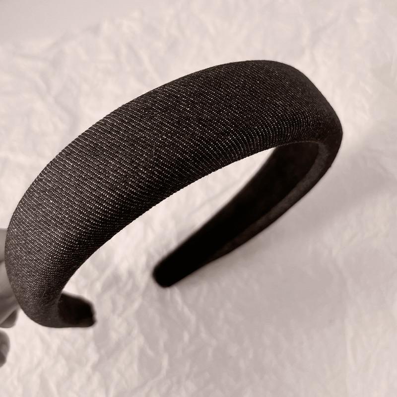 3CM Vintage Denim Cloth Headband Simple Sponge Hairband for Women Girls Shopping Face Wash Headpiece Classic Denim Hair Hoop