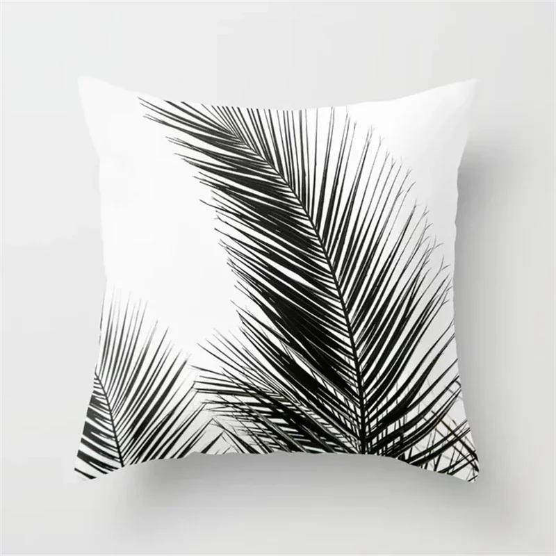 Rose Gold Pink Palm Pillowcase Tropical Plants Polyester Cushion Cover Pillowcase For Living Room Sofa Car Home Decor 45X45Cm