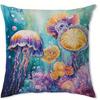 Colorful Jellyfish Underwater Double-sided Printed pillow cover Short plush Suitable living rooms bedrooms throw cushion cover