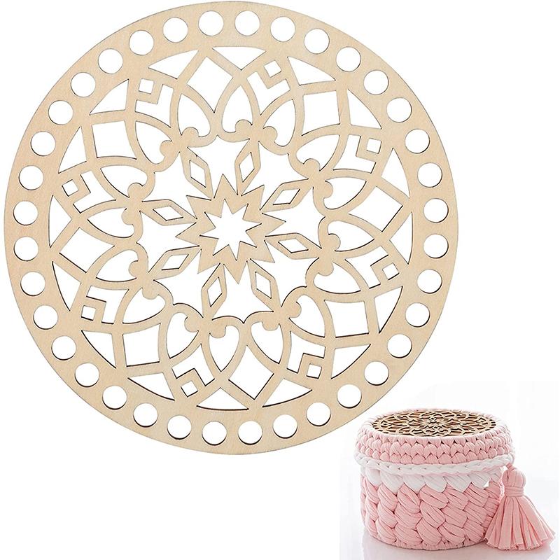 

2pcs Wooden Bag Base Plates Cross Stitch Fixed Frame For DIY Knitting Crochet Woven Basket Bag Bottom/cap Weaving Accessories