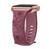 Floral Engraved Strap For Apple Watch Band 40mm 44mm 41mm 49mm 45mm 38mm 42mm Silicone Bracelet Iwatch Series 9 7 Se 6 8 Ultra 2