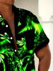 Hawaiianisches Gradient Künstlerischer Blumendruck Herren Übergröße Knopf-Tasche Kurzarmhemd