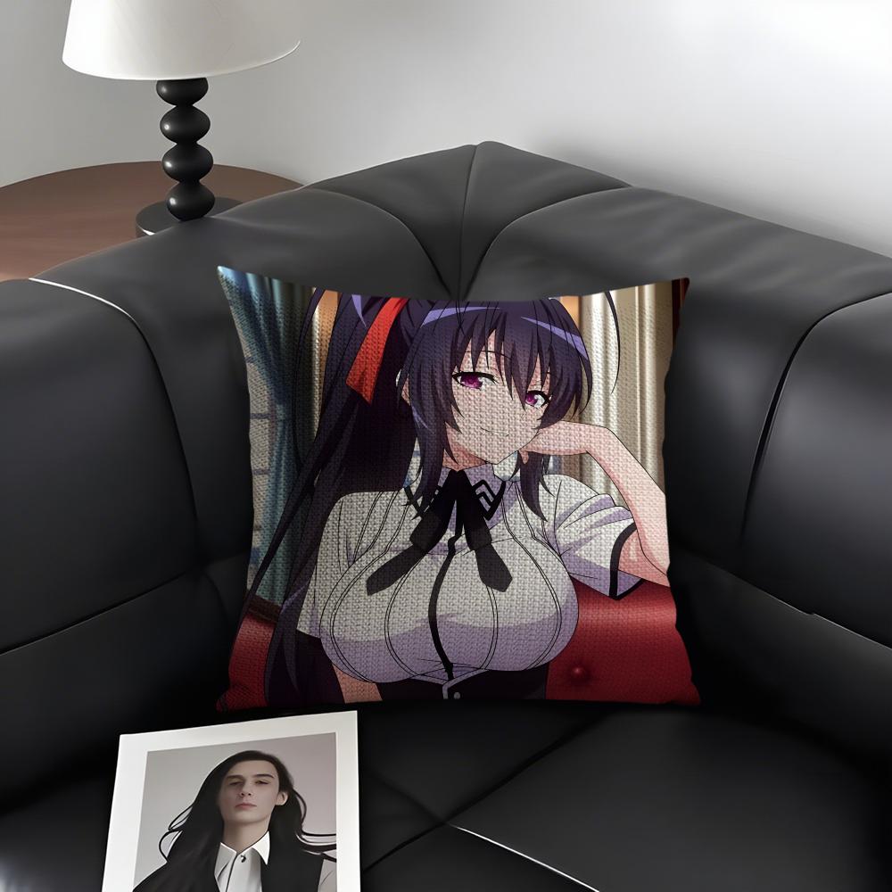 HHigh School DDxD Anime Cushion Cover Natural Linen Organic Fabric DoubleSided Printing Sofa Home Decor Gift Pillow Case