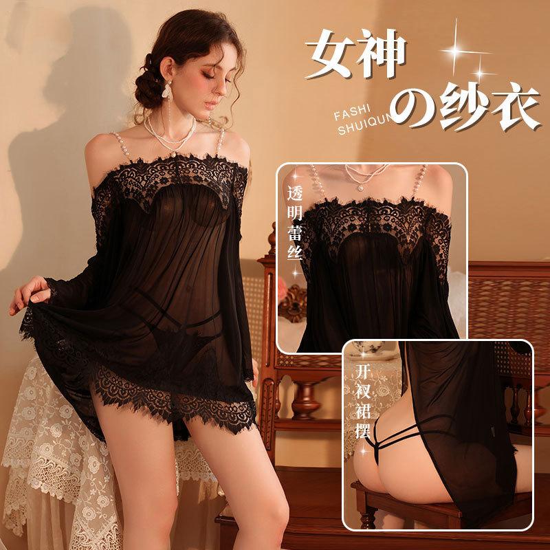 Women Sexy Pajamas Erotic Lace Night Dress Hot Exotic Cotumes Babydolls Transparent Dress Sexy Lingerie Hot Nightdress Porn