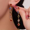 Elegantes Armband- und Halskettenset aus 5A-Zirkonia-Edelstahl mit farbigen Diamantquasten-Ohrringen