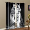 White Tiger Print Curtains Polyester Fabric Suitable Bedroom Living Room Decoration Made Of Machine Washable Great Decor