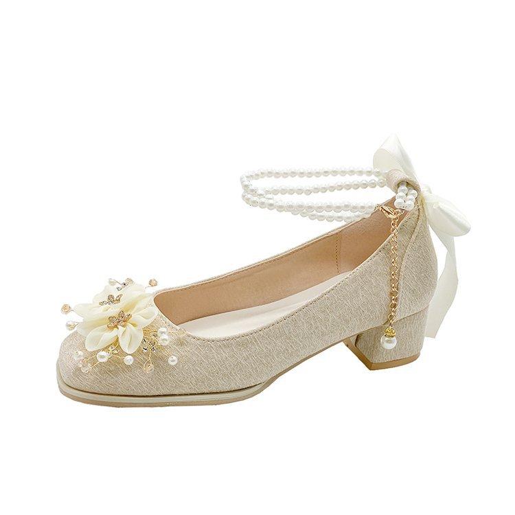 

Туфли Мэри Джейн свадебные туфли туфли невесты женские 2024 новые шоу он свадебное платье два варианта носки толстый каблук высокий каблук красивые помолвочные туфли туфли подружки невесты 40