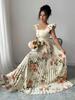 Women's Rose Print Flutter Sleeve Cinched Waist Dress, Casual Spring/Summer Wear