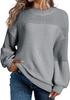 2026 A/W Solid Color Lantern Sleeve Pullover Sweater for Women