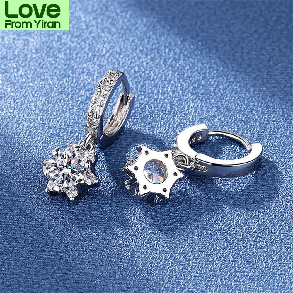 Women Earring Pendant 925 Silver Micro -Inlaid Zircon Full Diamond Creative A Pair Ear Studs Piercing Hoops Earrings Jewelry