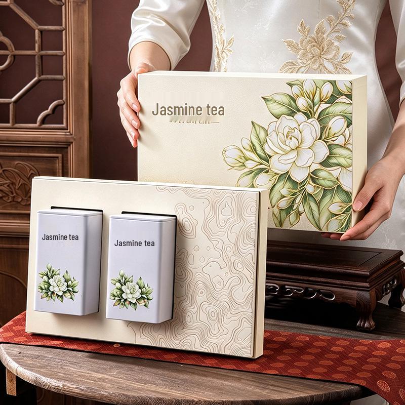 Premium Jasmine Green Tea Gift Box - Elegant Mid-Autumn Gift for Parents and Elders