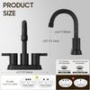 Phiestina 4 Inch 2 Handle Centerset Matte Black Lead-Free Modern Bathroom Faucet, 360 Swivel Spout 2-3 Hole RV Bathroom Vanity Sink Faucet with Pop